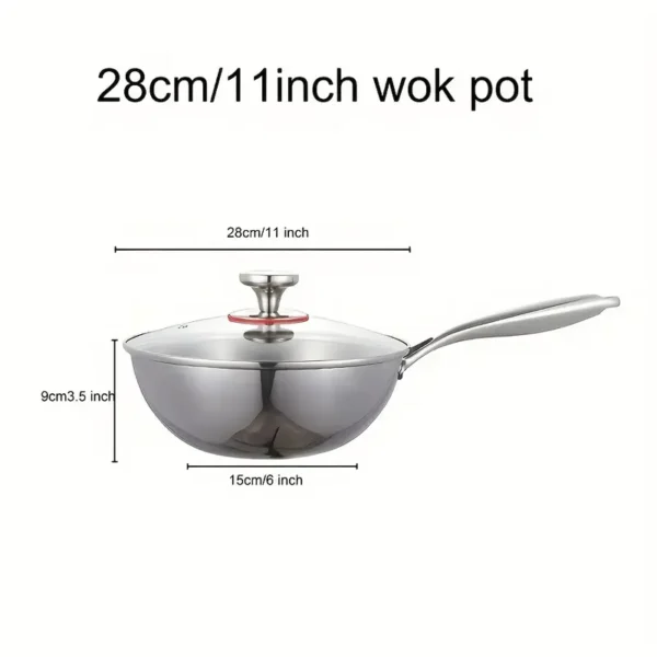 YUMIPLUS 304 Stainless Steel 3-Layer Wok
